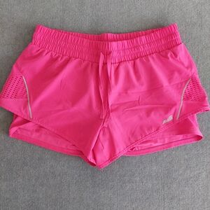 Avia Women's 2-in-1 Running Shorts - Fuchsia Burst - Size L (12-14)